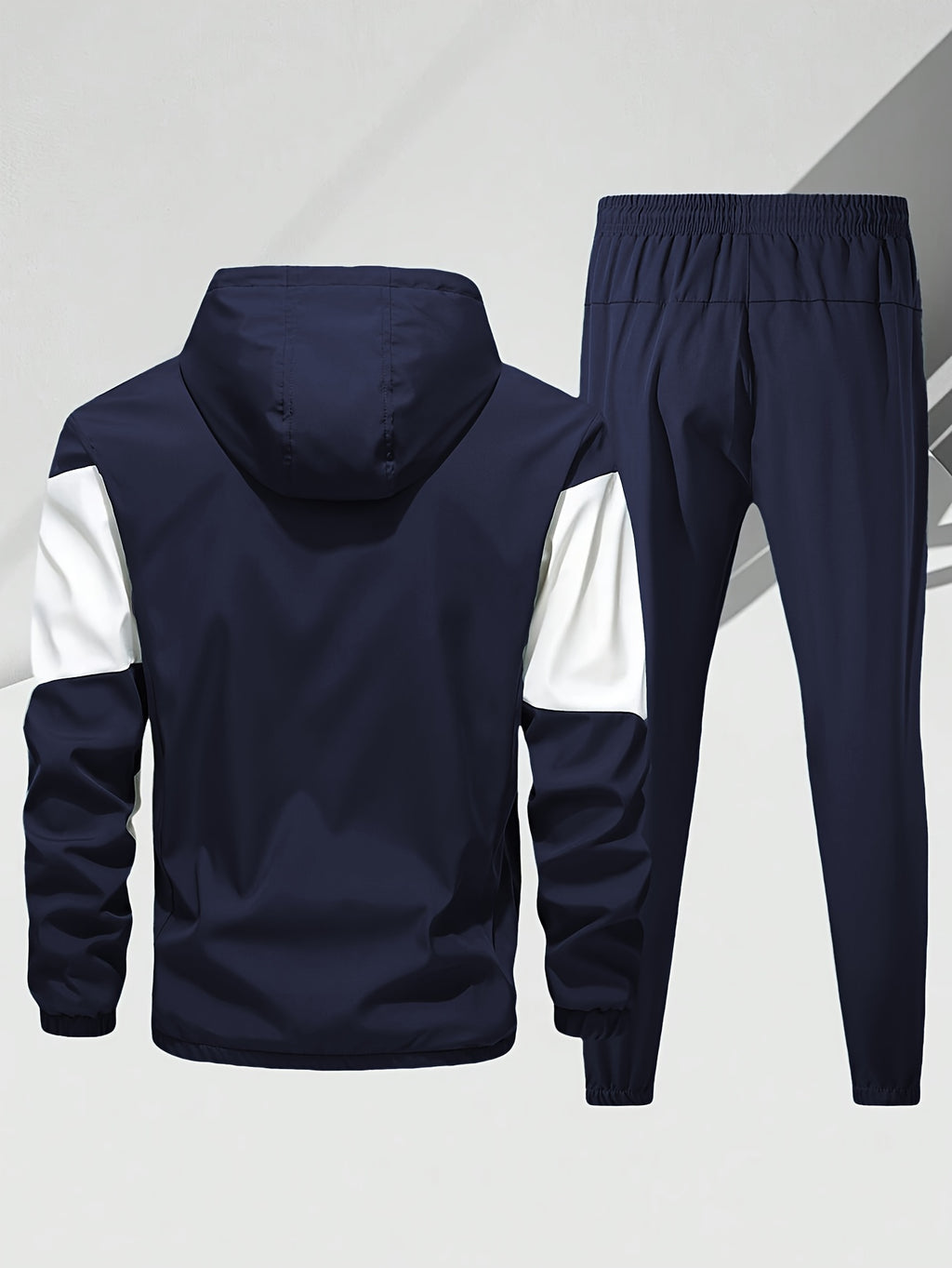 Men'S Casual 2pcs Athletic Set Unisex Couple All-Season Spring Autumn Loose Color-Block Athletic Outfit Hooded Sweater Zip-Up Jacket Long Sleeve Outerwear Long Pants Jogging Trousers Gym Workout Running Outdoor Set Elastic Pants Hoodie Top And Botto Cole Hampton