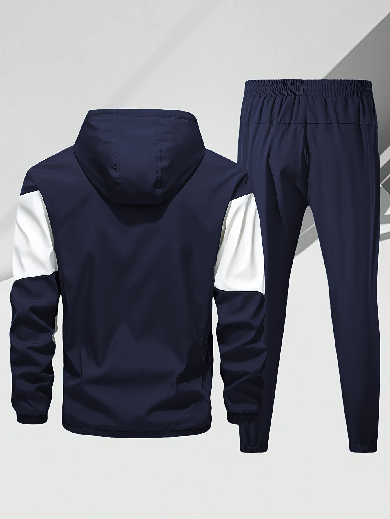 Men'S Casual 2pcs Athletic Set Unisex Couple All-Season Spring Autumn Loose Color-Block Athletic Outfit Hooded Sweater Zip-Up Jacket Long Sleeve Outerwear Long Pants Jogging Trousers Gym Workout Running Outdoor Set Elastic Pants Hoodie Top And Botto Cole Hampton