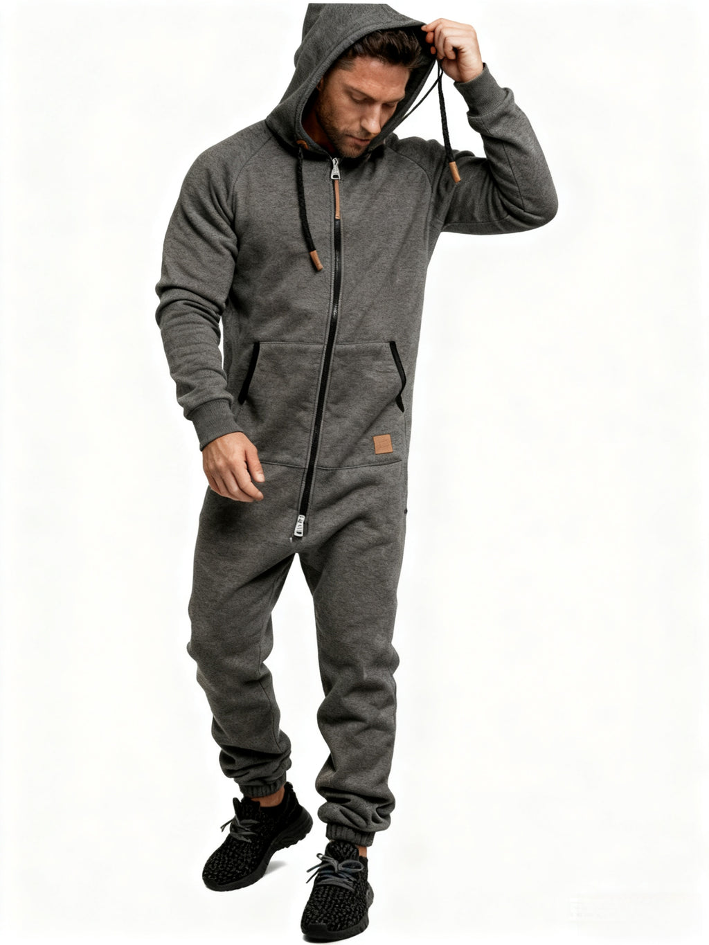 Cole Hampton Men's Hooded Jumpsuit, Zip-Up Coveralls