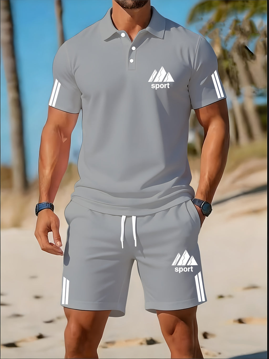 Cole Hampton Men's Polo Shirt & Shorts Set, Summer Casual Cole Hampton