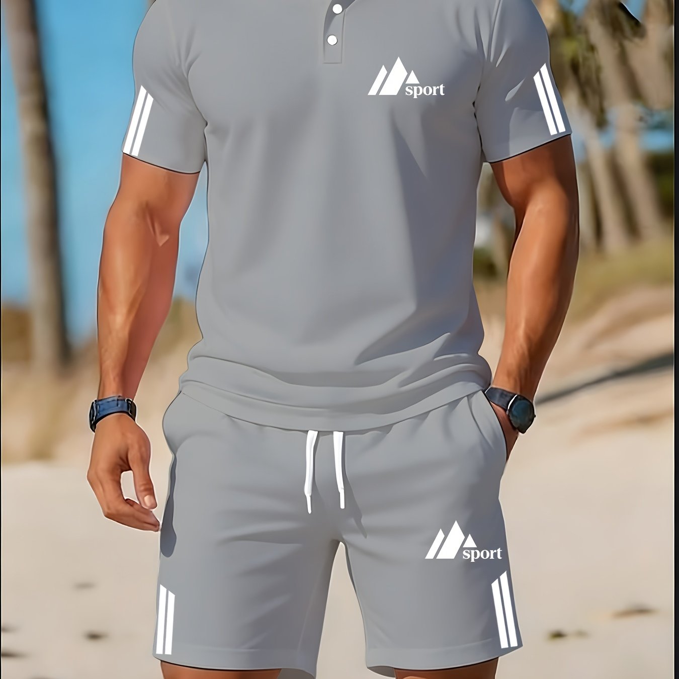 Cole Hampton Men's Polo Shirt & Shorts Set, Summer Casual Cole Hampton