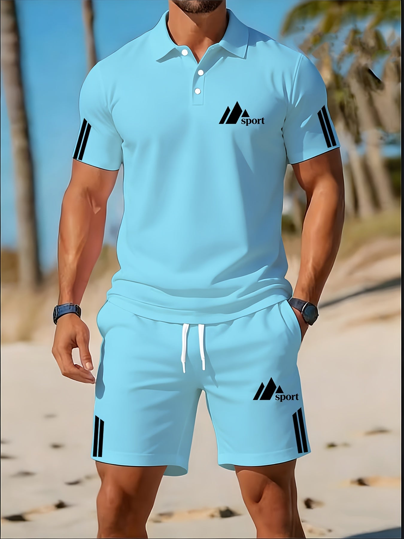 Cole Hampton Men's Polo Shirt & Shorts Set, Summer Casual Cole Hampton