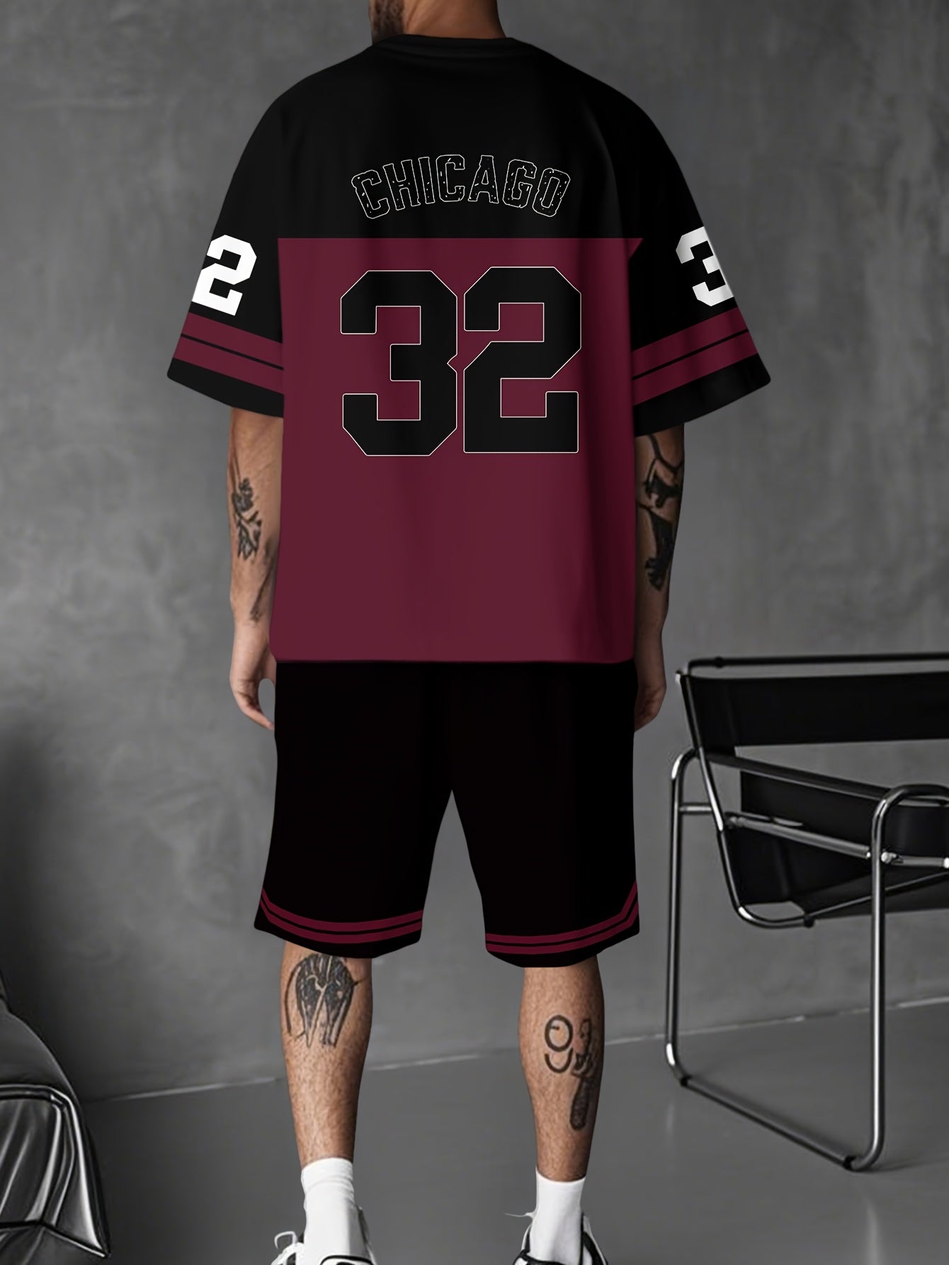 Men's Casual T-Shirt, Crew Neck Short Sleeve and Shorts Set, with Striking "32" Number Pattern, Breathable Regular Fit for Daily and Formal Wear Cole Hampton