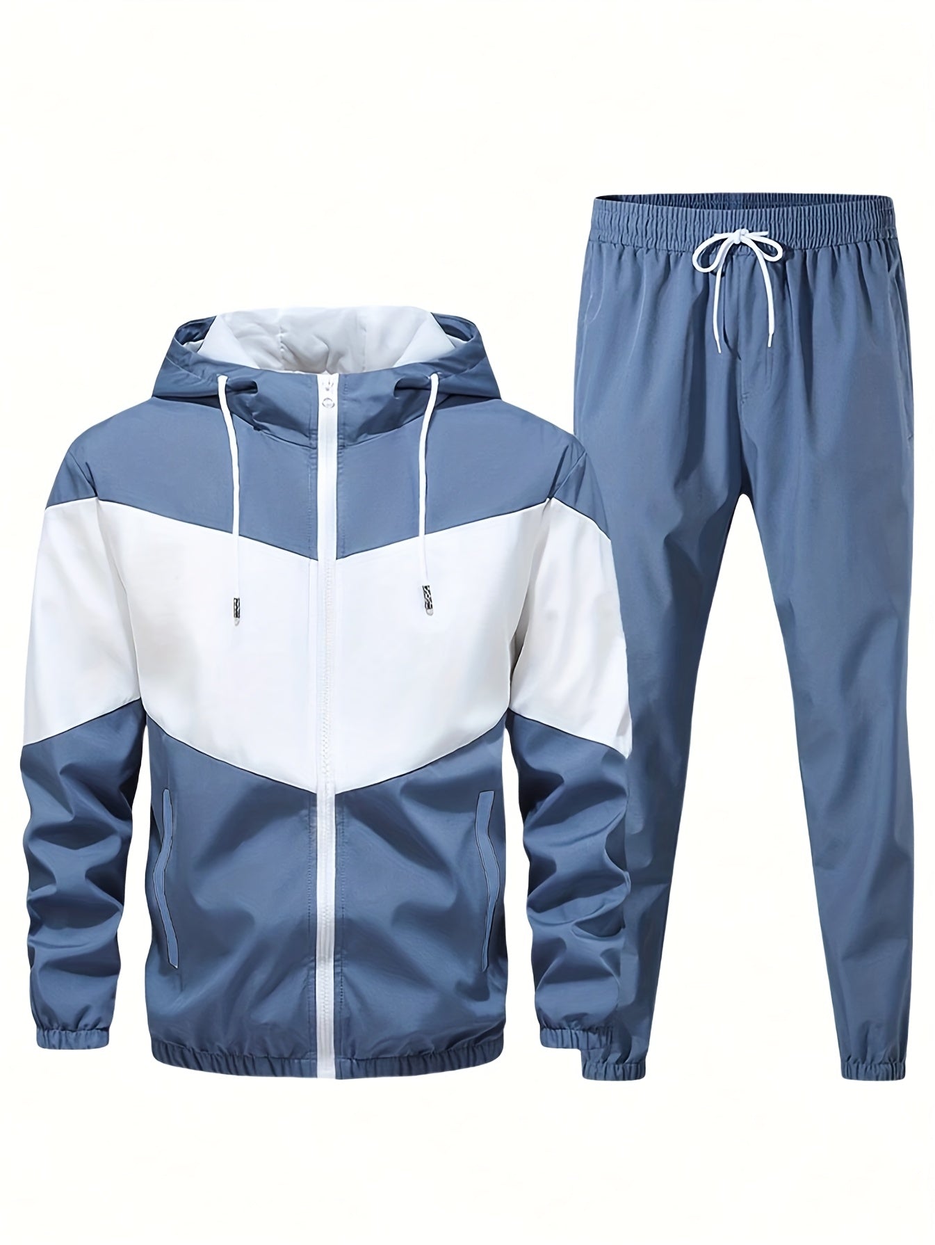 Men'S Casual 2pcs Athletic Set Unisex Couple All-Season Spring Autumn Loose Color-Block Athletic Outfit Hooded Sweater Zip-Up Jacket Long Sleeve Outerwear Long Pants Jogging Trousers Gym Workout Running Outdoor Set Elastic Pants Hoodie Top And Botto Cole Hampton