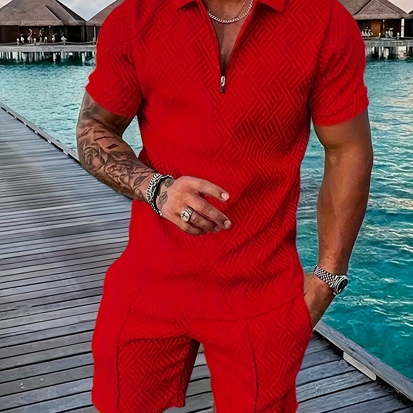 Men's Printed Shirt with Lapel, Pullover Casual Suit Cole Hampton