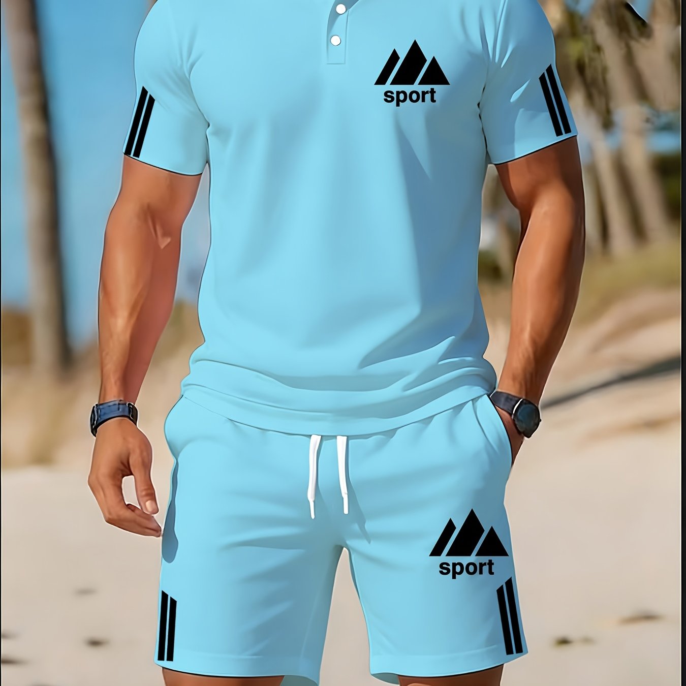 Cole Hampton Men's Polo Shirt & Shorts Set, Summer Casual Cole Hampton