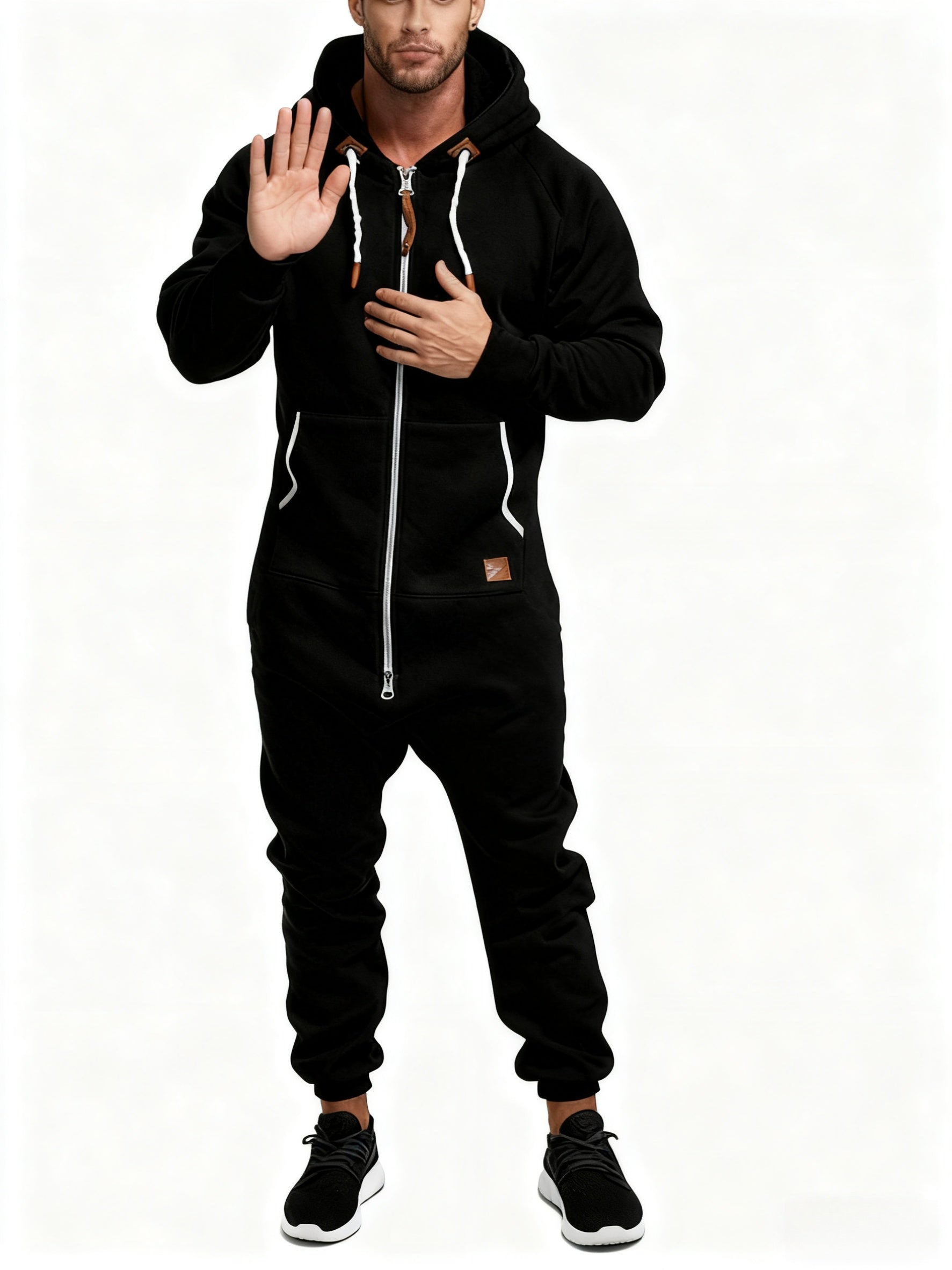 Cole Hampton Men's Hooded Jumpsuit, Zip-Up Coveralls
