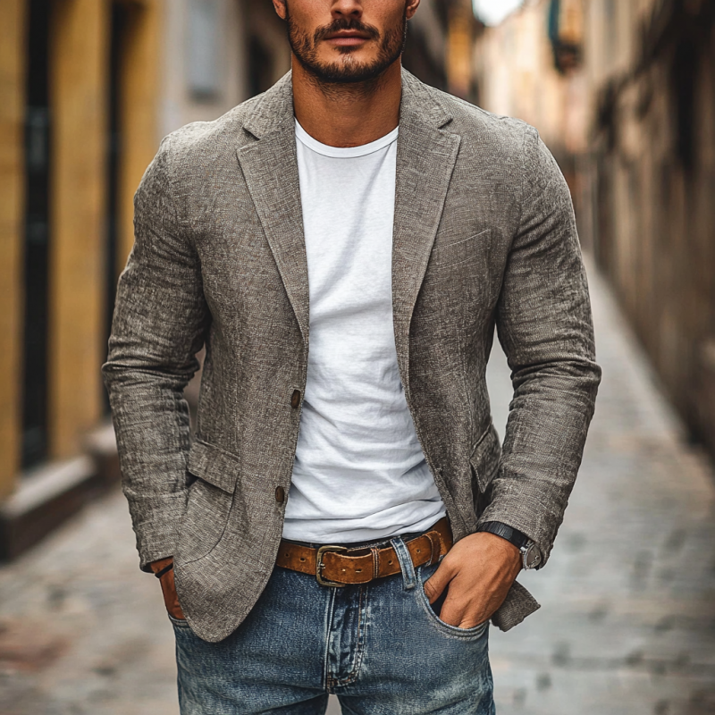 Dino | Men's Single-Breasted Cotton Linen Blazer Cole Hampton