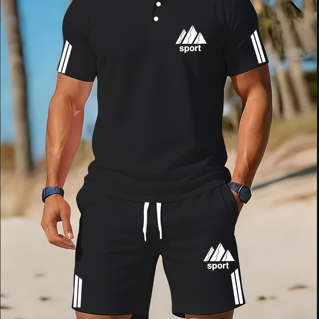 Cole Hampton Men's Polo Shirt & Shorts Set, Summer Casual Cole Hampton