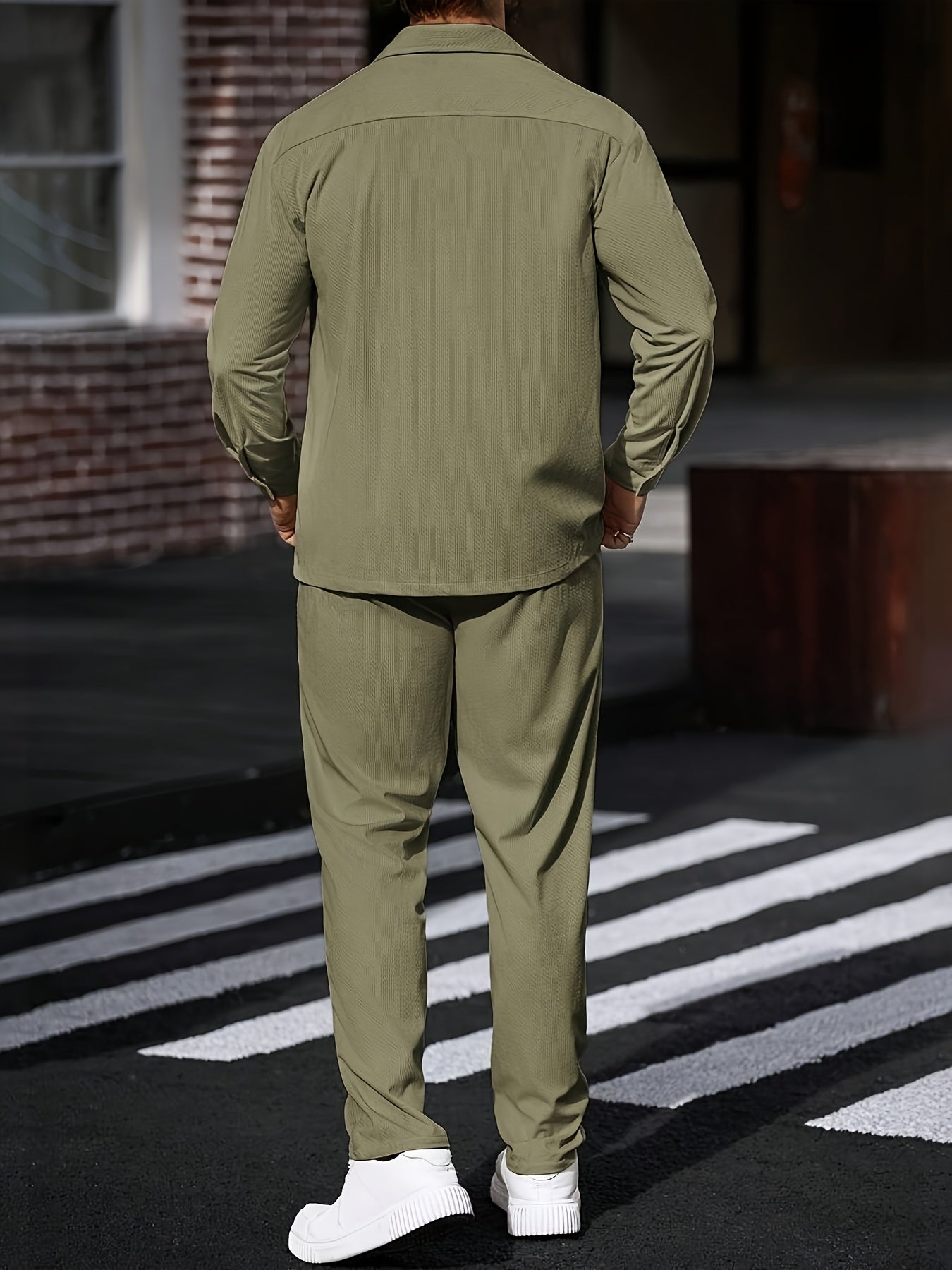 Cole Hampton Men's Shirt & Trousers Set, Two-Pocket Casual