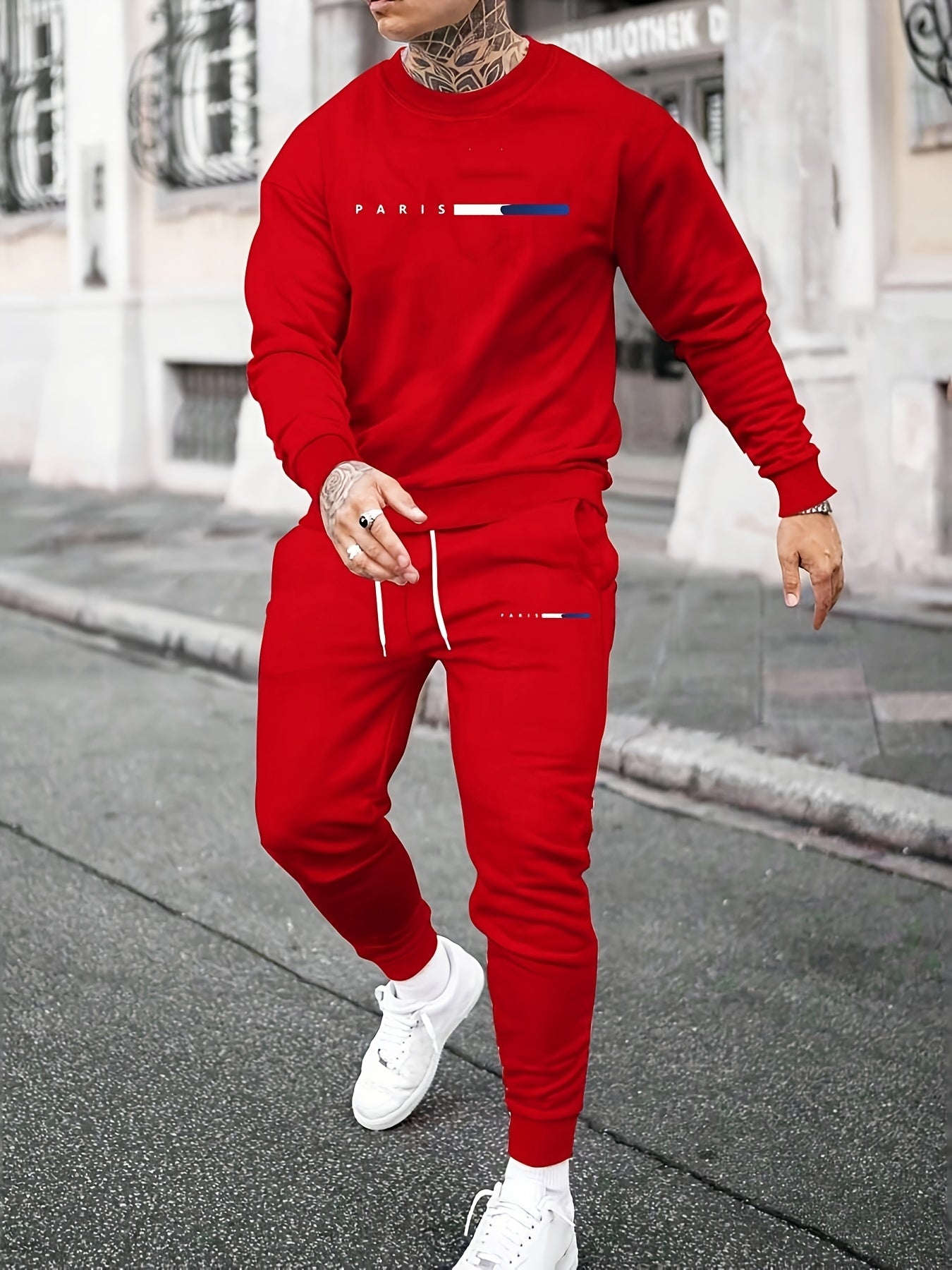 Men'S Sweatshirt And Print Casual Long Pants 2pcs Set Cole Hampton
