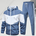 Men'S Casual 2pcs Athletic Set Unisex Couple All-Season Spring Autumn Loose Color-Block Athletic Outfit Hooded Sweater Zip-Up Jacket Long Sleeve Outerwear Long Pants Jogging Trousers Gym Workout Running Outdoor Set Elastic Pants Hoodie Top And Botto Cole Hampton