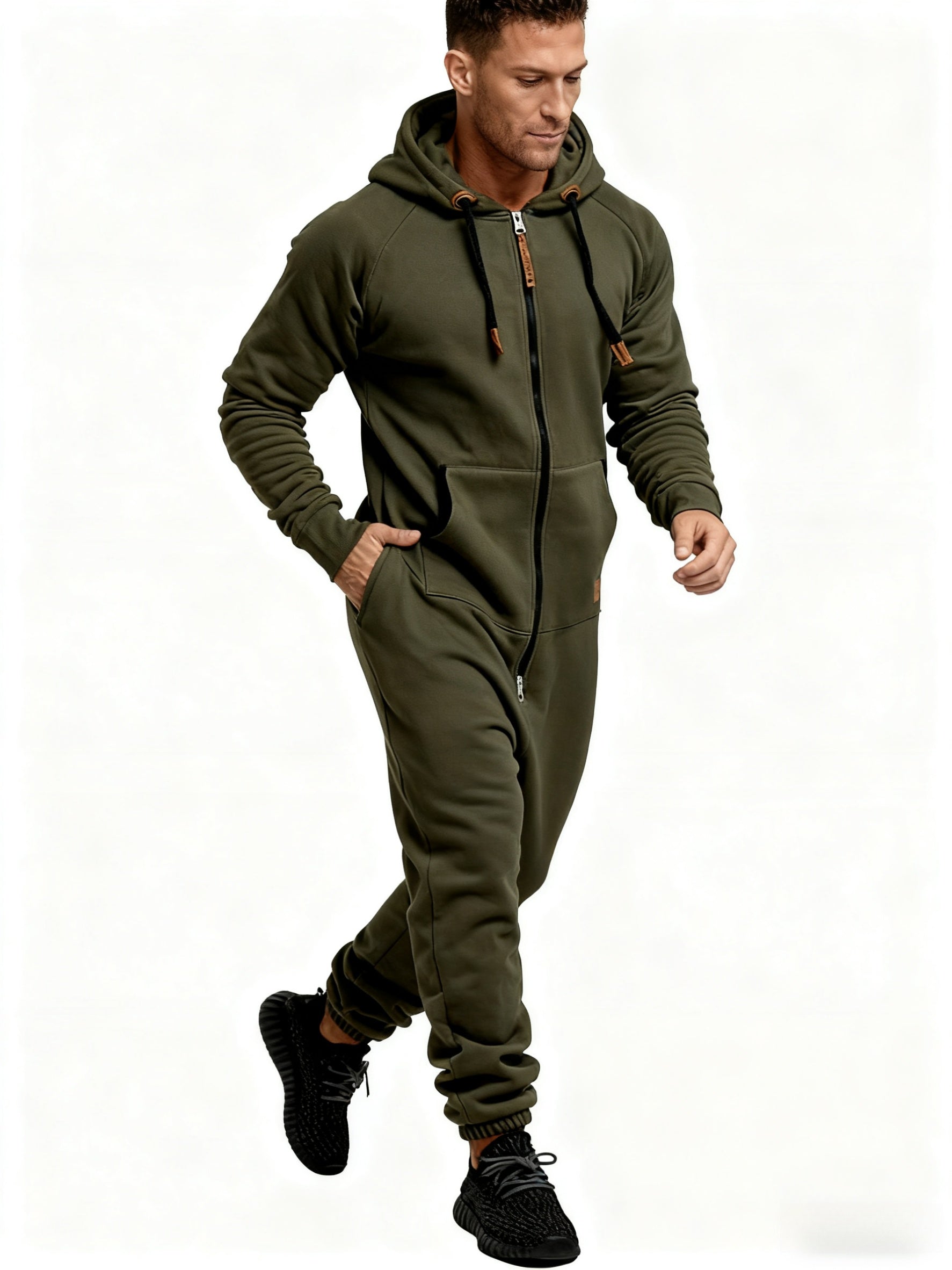 Cole Hampton Men's Hooded Jumpsuit, Zip-Up Coveralls