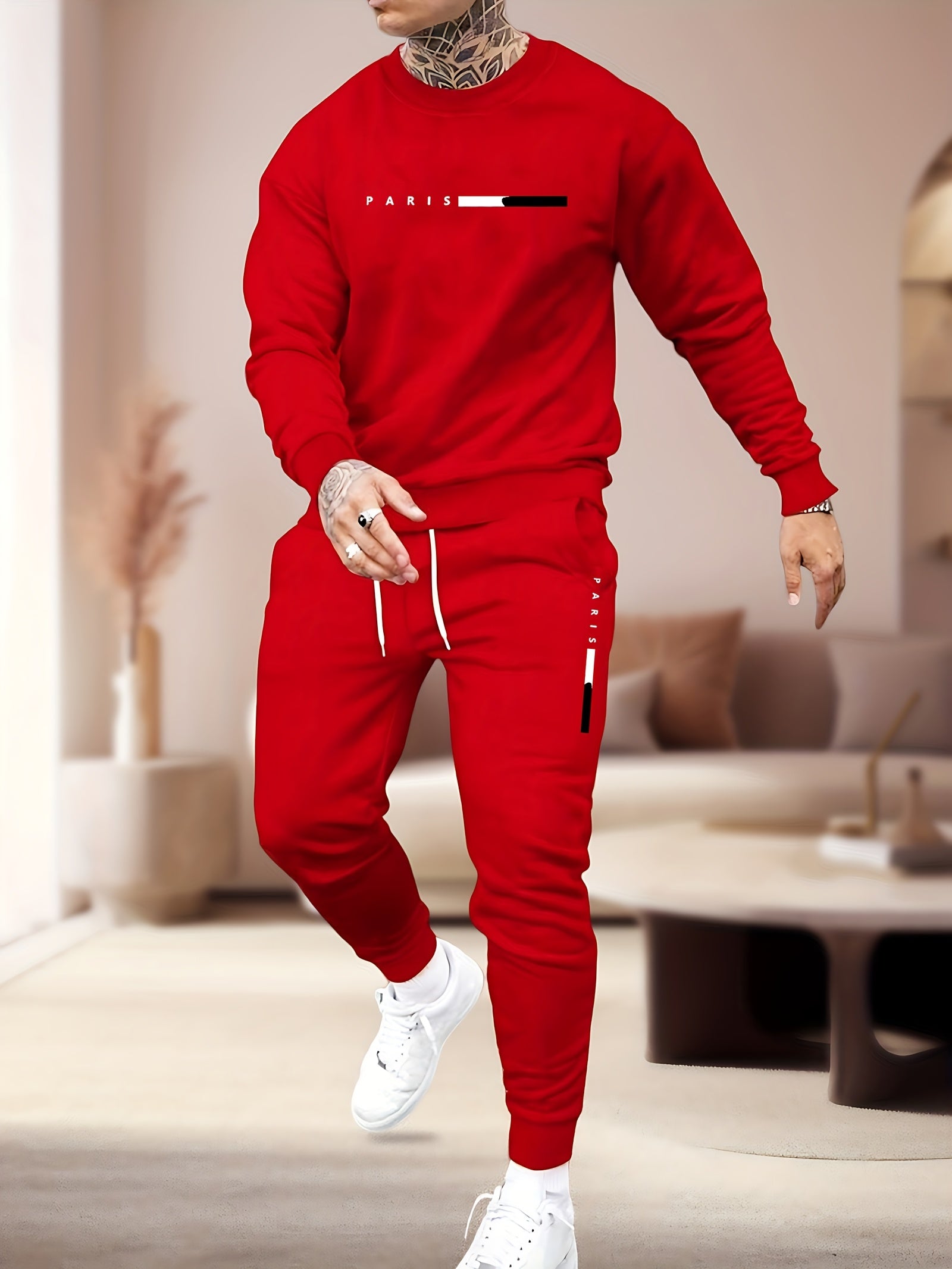 Men'S Sweatshirt And Print Casual Long Pants 2pcs Set Cole Hampton