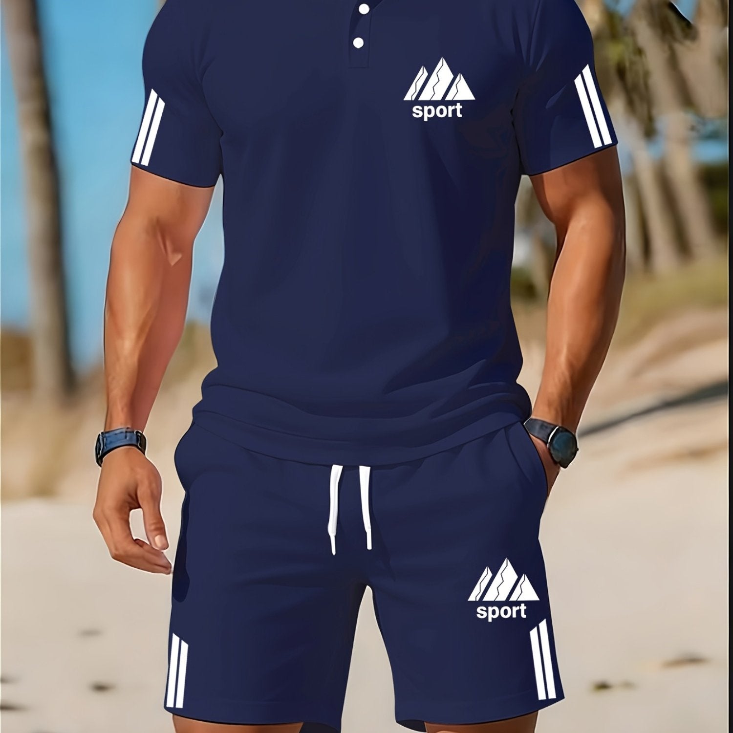 Cole Hampton Men's Polo Shirt & Shorts Set, Summer Casual Cole Hampton