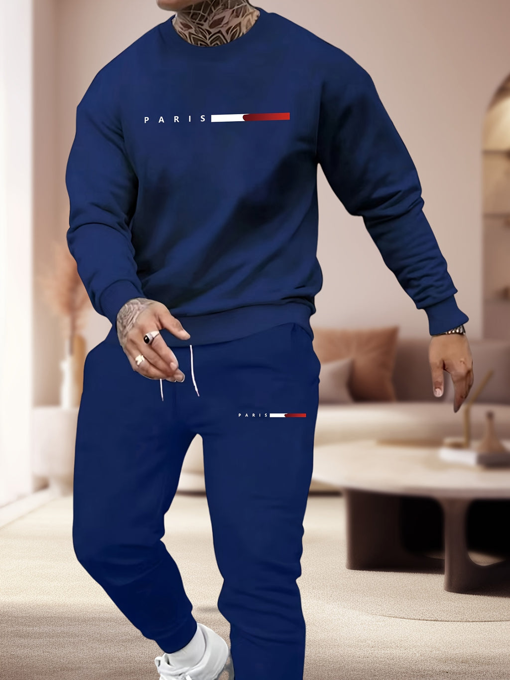 Men'S Sweatshirt And Print Casual Long Pants 2pcs Set Cole Hampton