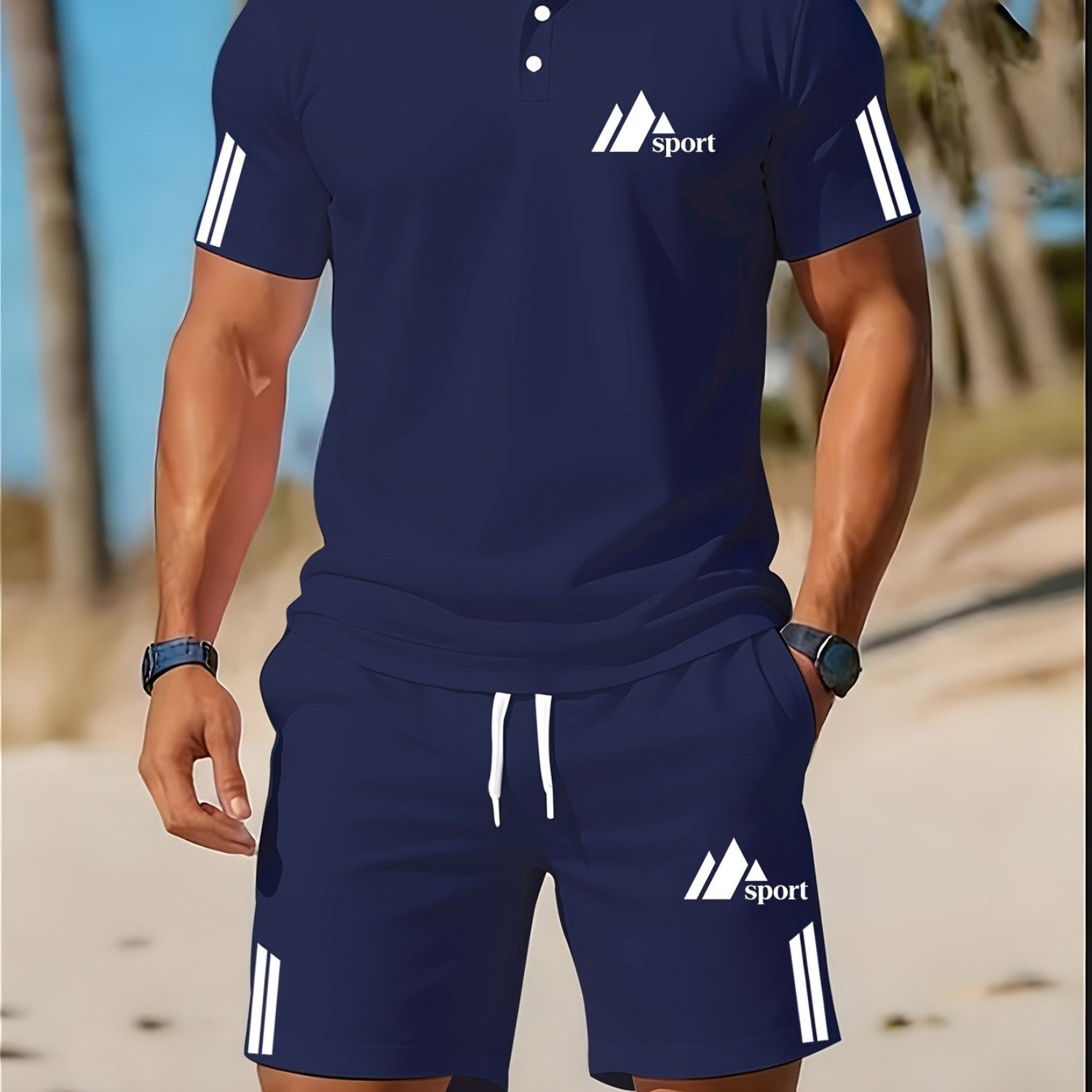 Cole Hampton Men's Polo Shirt & Shorts Set, Summer Casual Cole Hampton