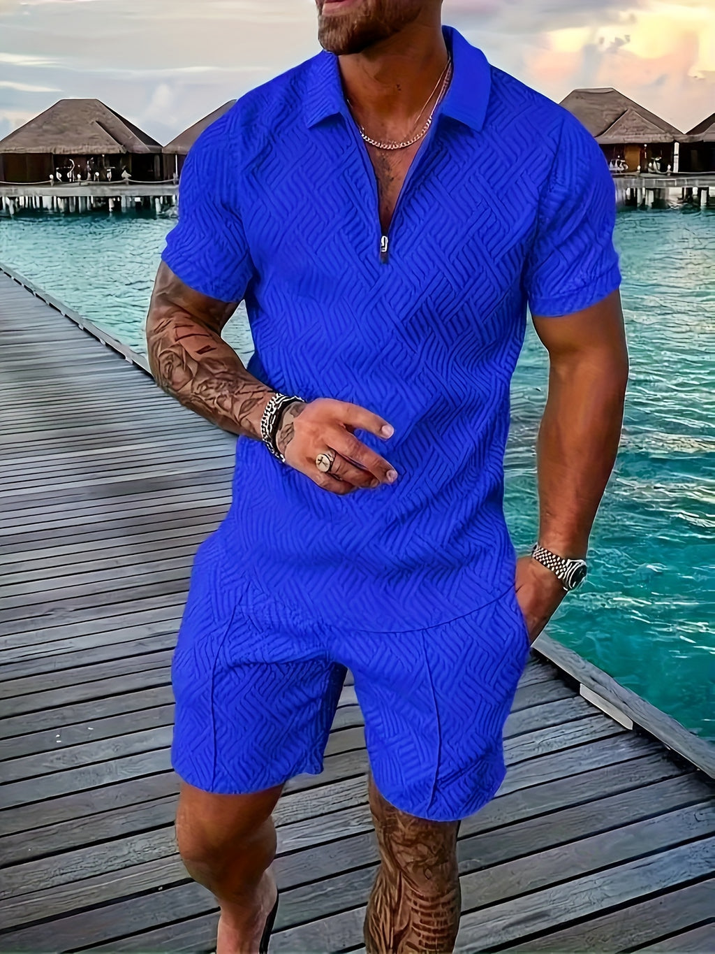 Men's Printed Shirt with Lapel, Pullover Casual Suit Cole Hampton