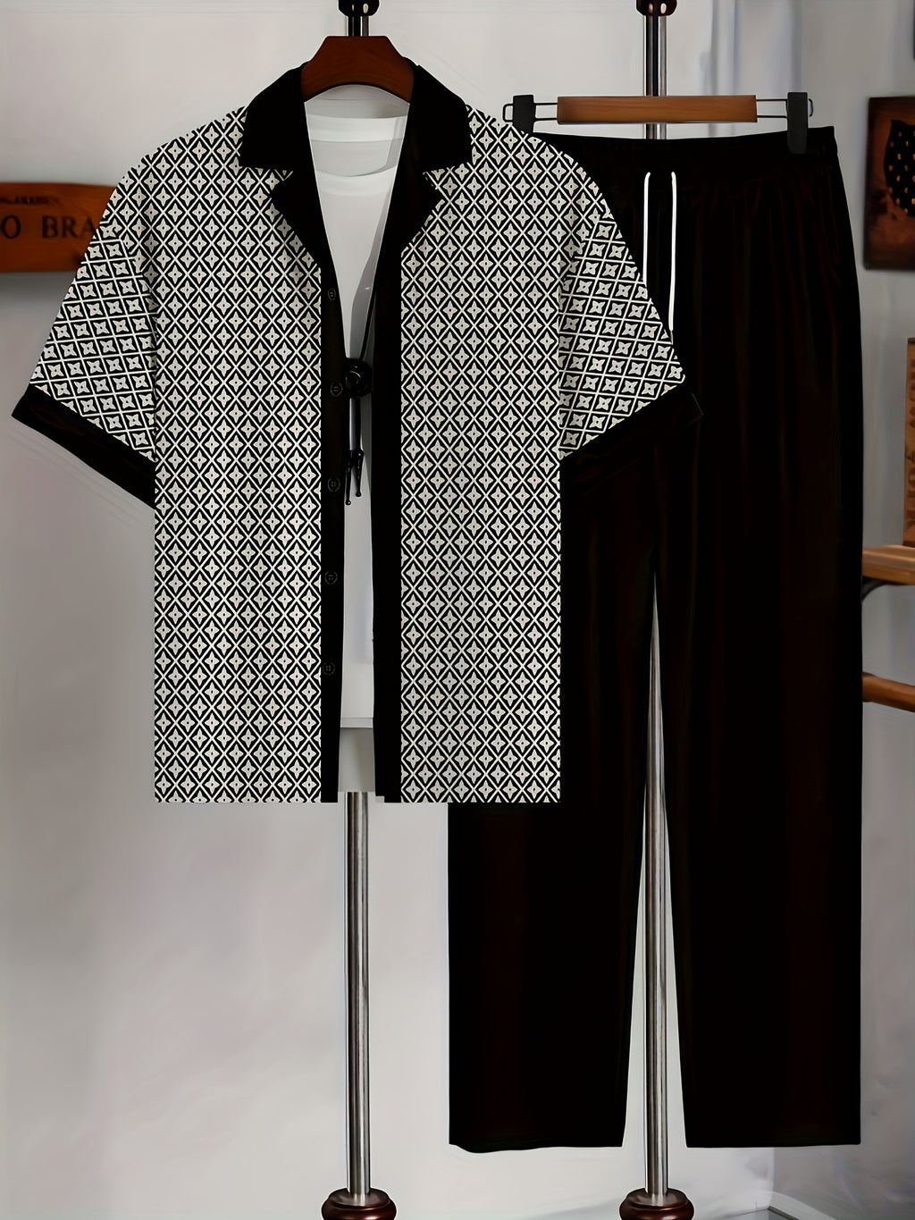 Cole Hampton Men's Cuban Collar Shirt & Pants Set, Star Print