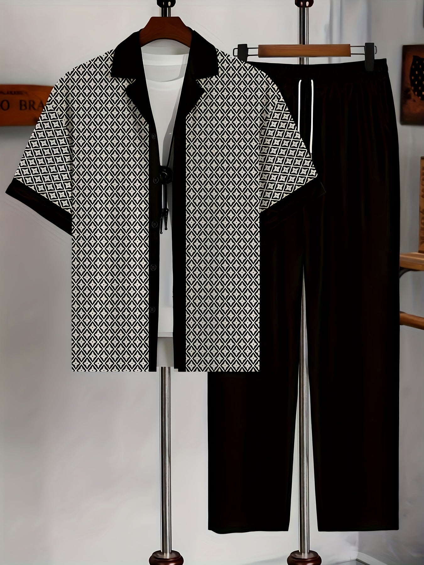 Cole Hampton Men's Cuban Collar Shirt & Pants Set, Star Print