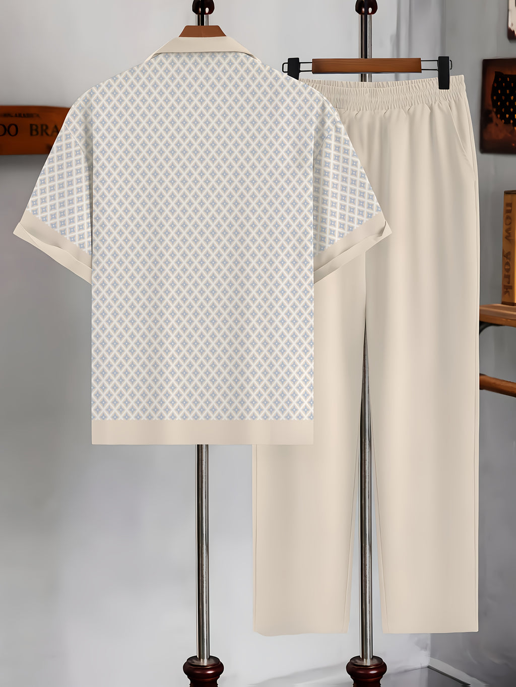 Cole Hampton Men's Cuban Collar Shirt & Pants Set, Star Print