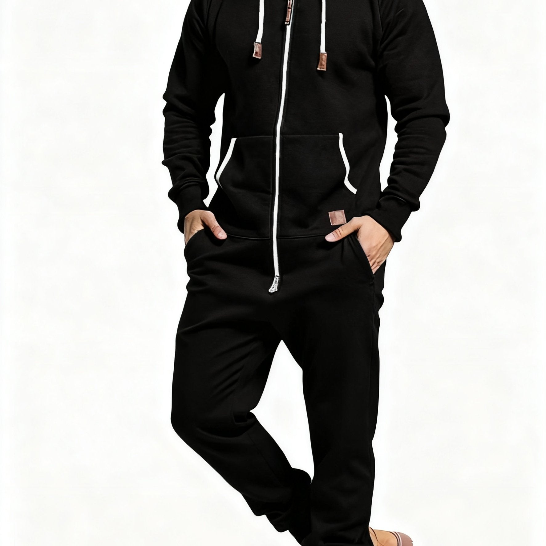 Cole Hampton Men's Hooded Jumpsuit, Zip-Up Coveralls