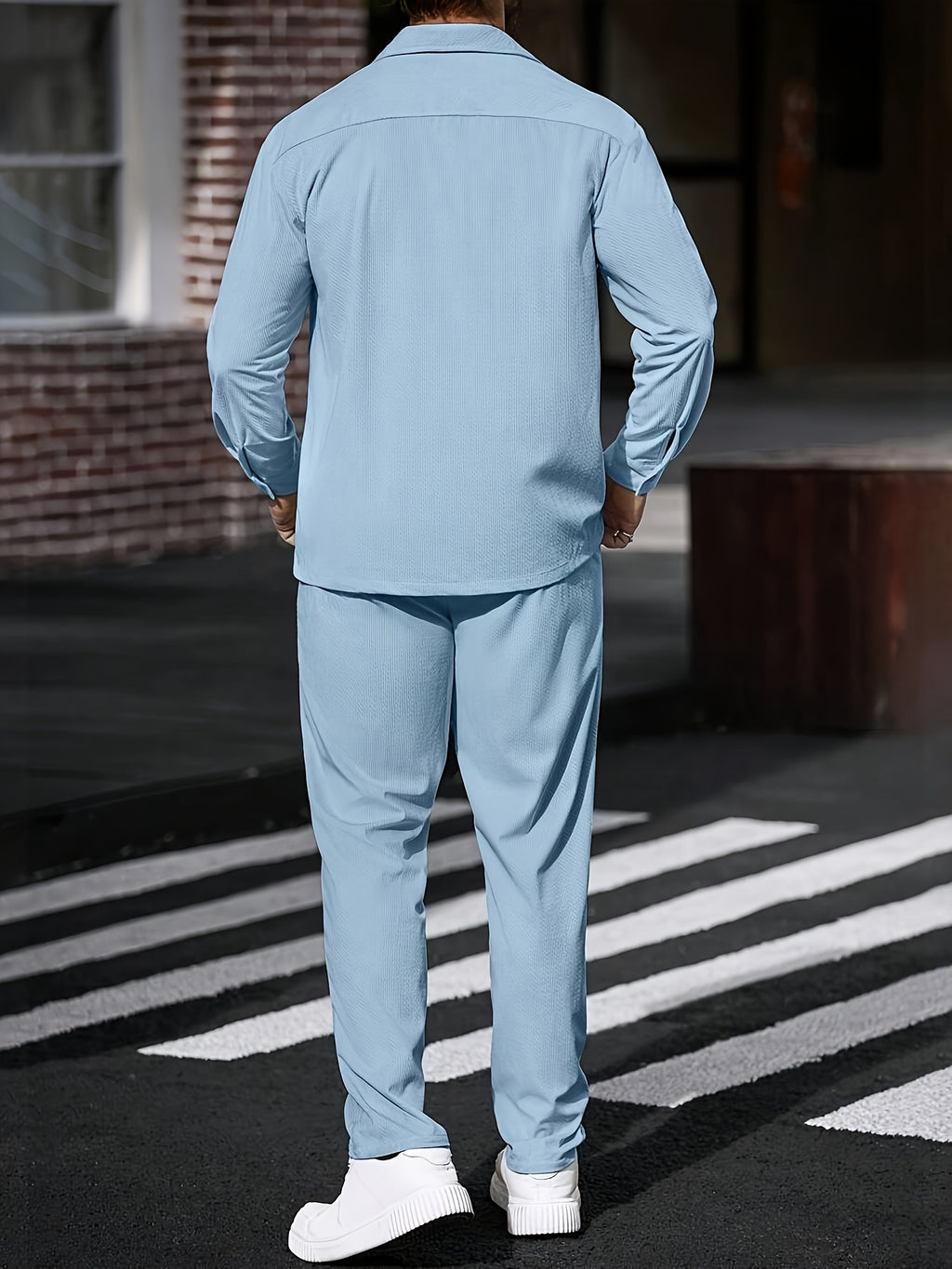 Cole Hampton Men's Shirt & Trousers Set, Two-Pocket Casual