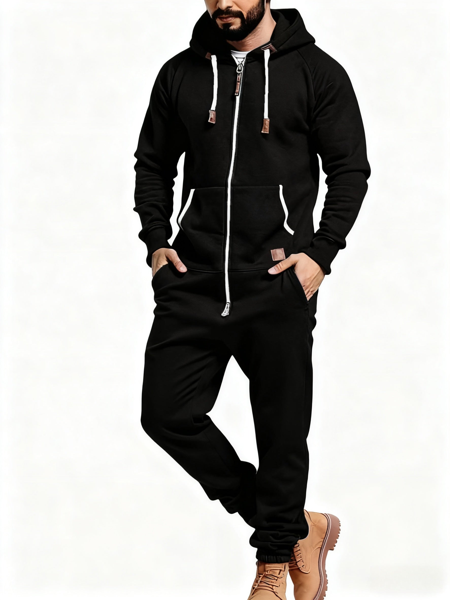 Cole Hampton Men's Hooded Jumpsuit, Zip-Up Coveralls
