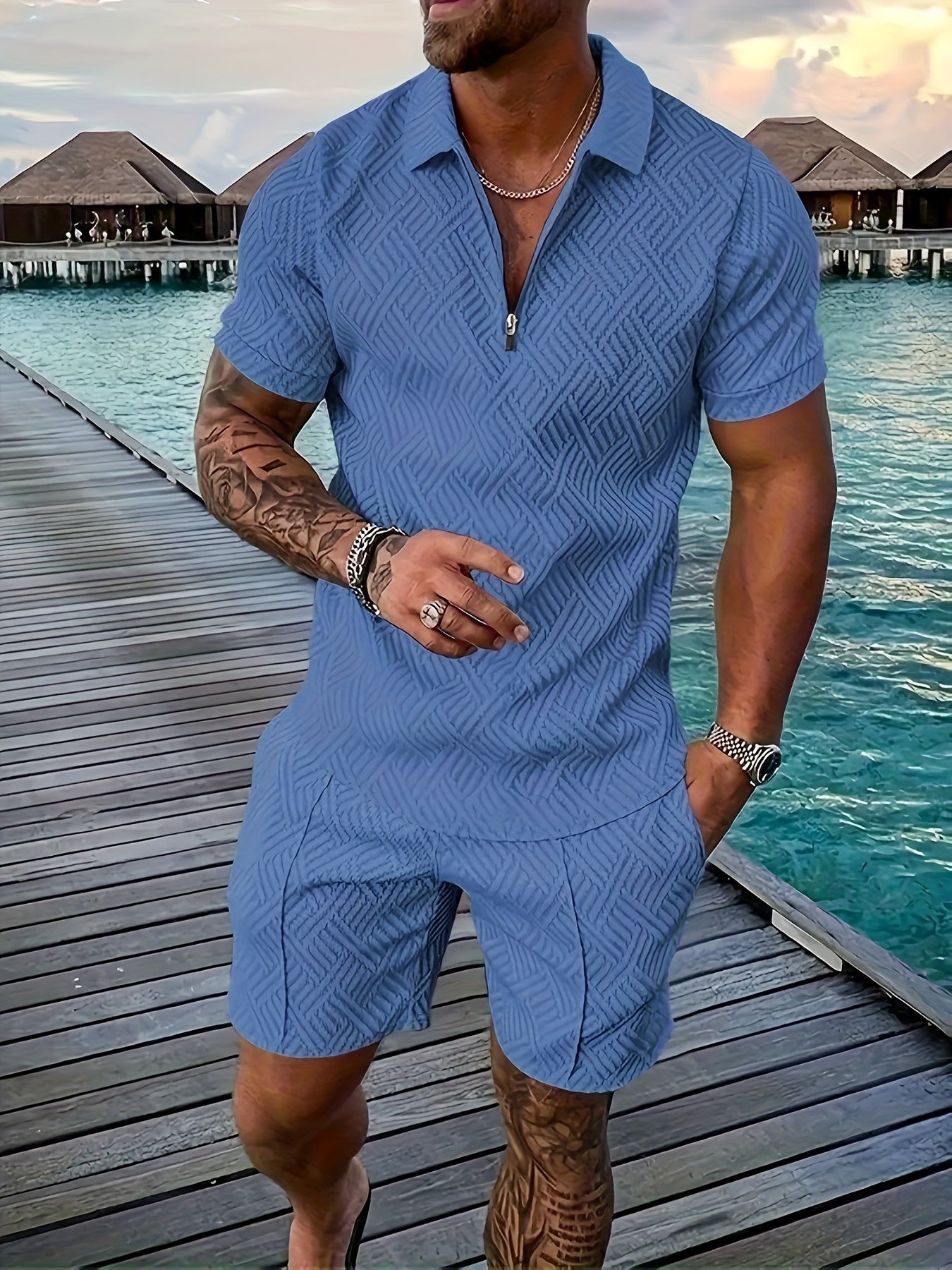 Men's Printed Shirt with Lapel, Pullover Casual Suit Cole Hampton