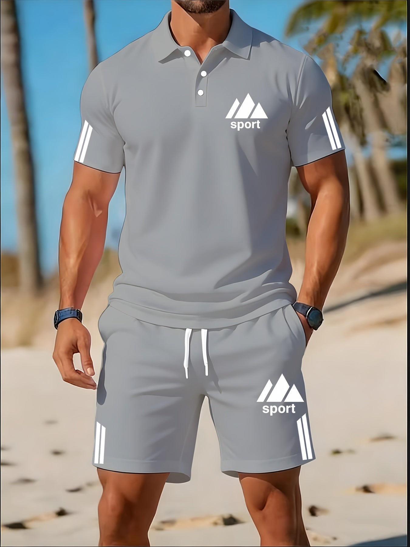 Cole Hampton Men's Polo Shirt & Shorts Set, Summer Casual Cole Hampton