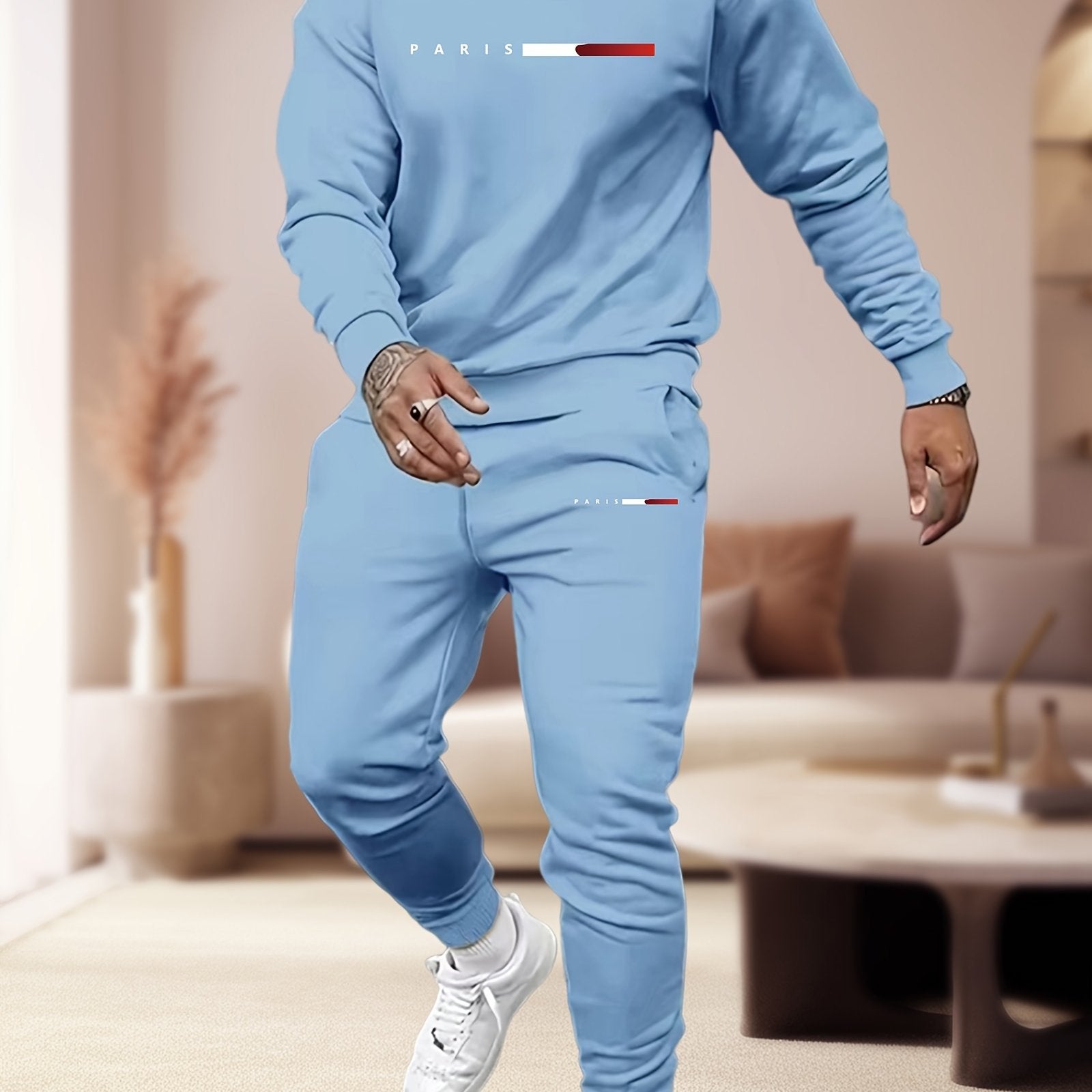 Men'S Sweatshirt And Print Casual Long Pants 2pcs Set Cole Hampton