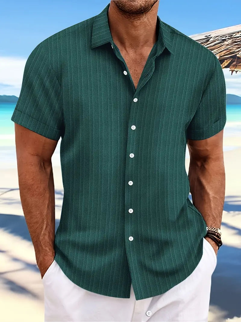 Dexter | Men's Ribbed Short Sleeve Button-Down Shirt Cole Hampton