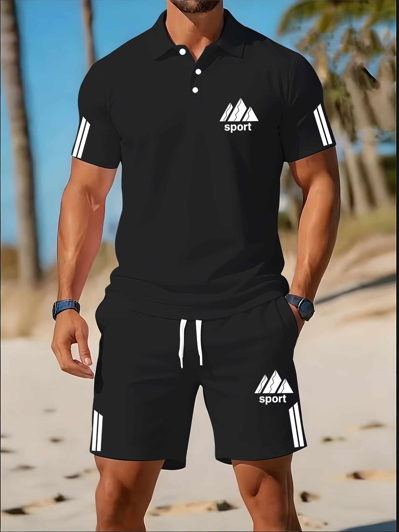 Cole Hampton Men's Polo Shirt & Shorts Set, Summer Casual Cole Hampton