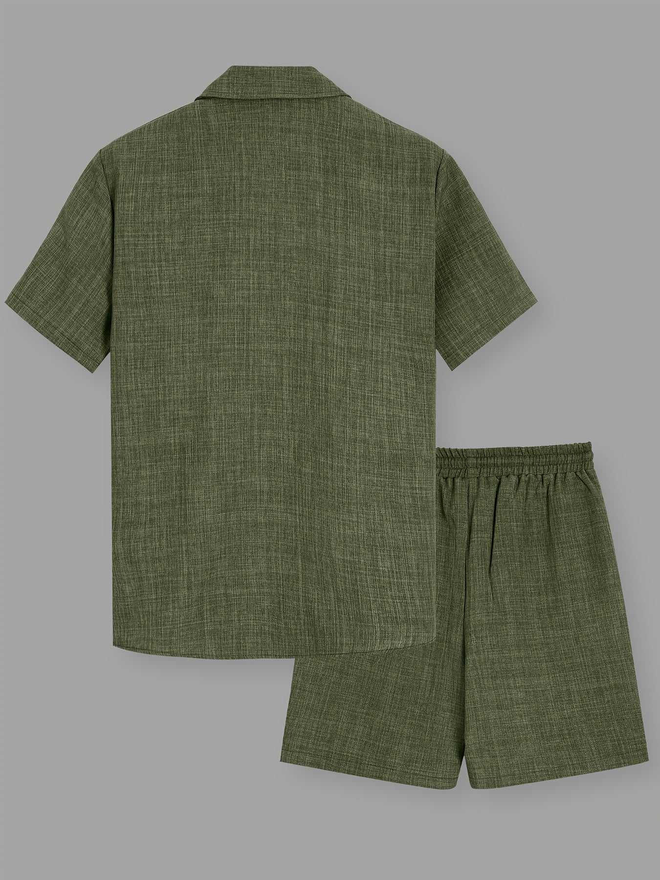 OBM Starry Men'S Solid Color Fresh Pocket Short Sleeve Shirt And Drawstring Double Slant Pockets Shorts Set Cole Hampton