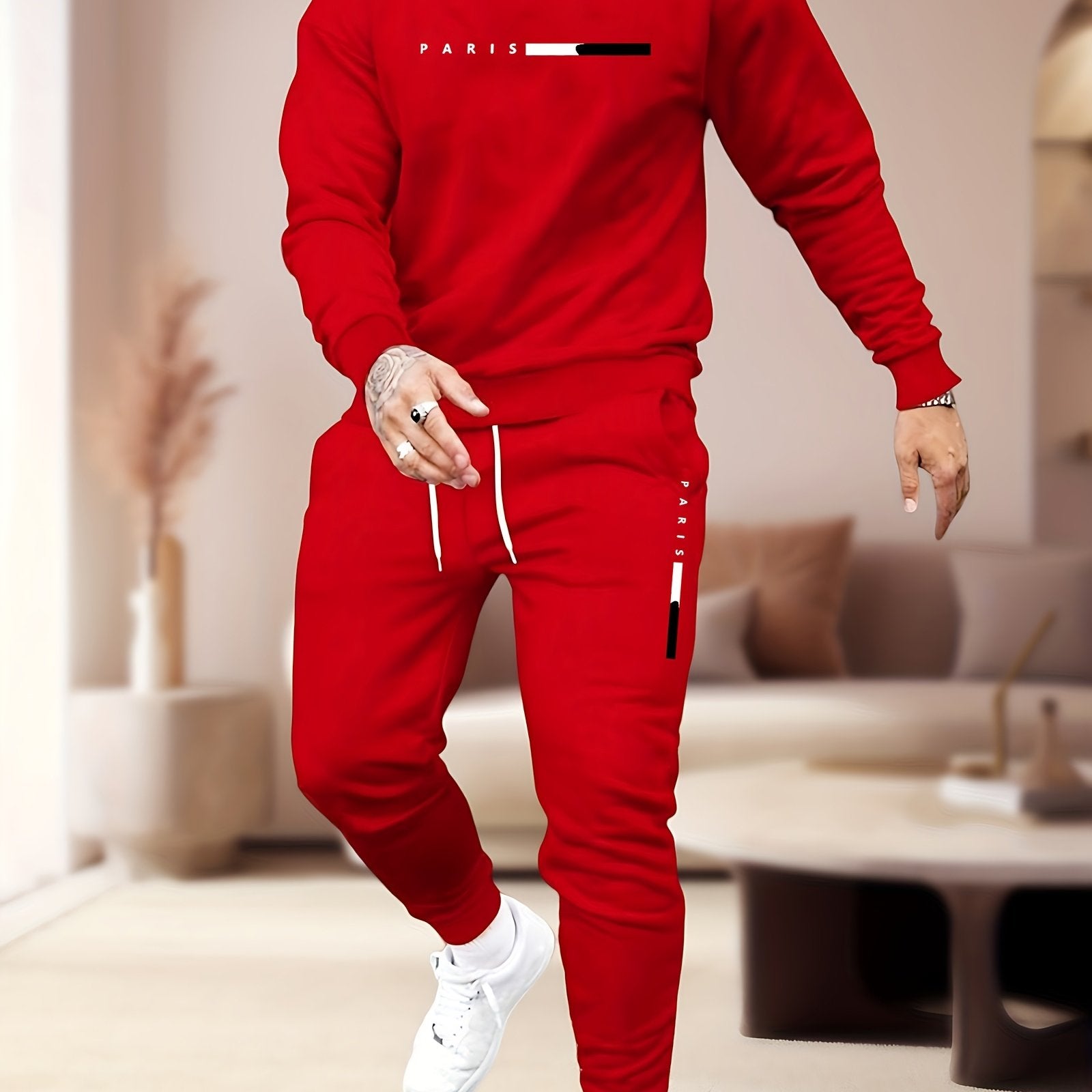 Men'S Sweatshirt And Print Casual Long Pants 2pcs Set Cole Hampton