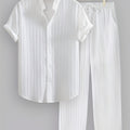Cole Hampton Men's Striped Shirt & Pants Set, Stand Collar