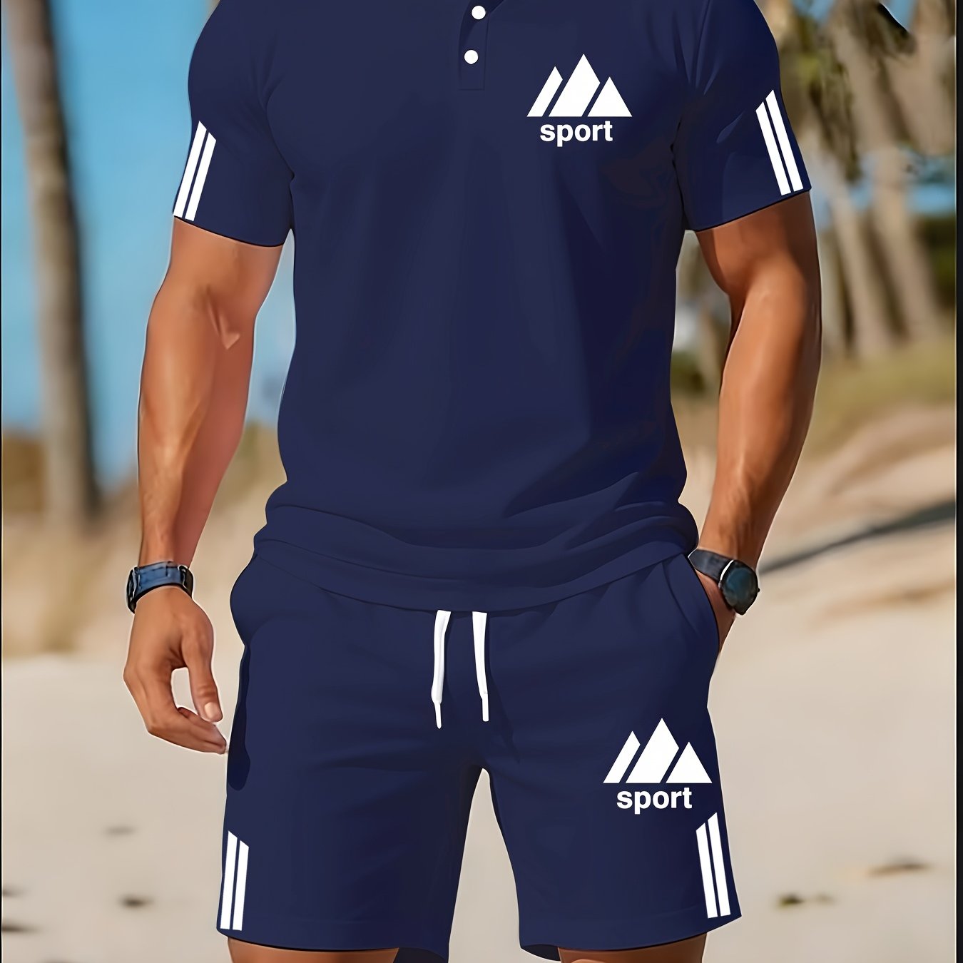 Cole Hampton Men's Polo Shirt & Shorts Set, Summer Casual Cole Hampton