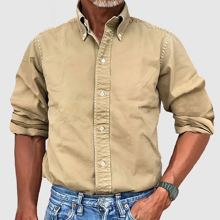 Perry | Men's Vintage Wash Cotton Button Down Shirt Cole Hampton