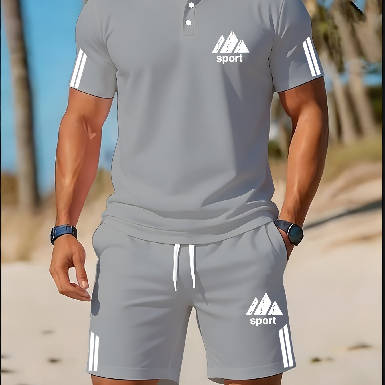 Cole Hampton Men's Polo Shirt & Shorts Set, Summer Casual Cole Hampton