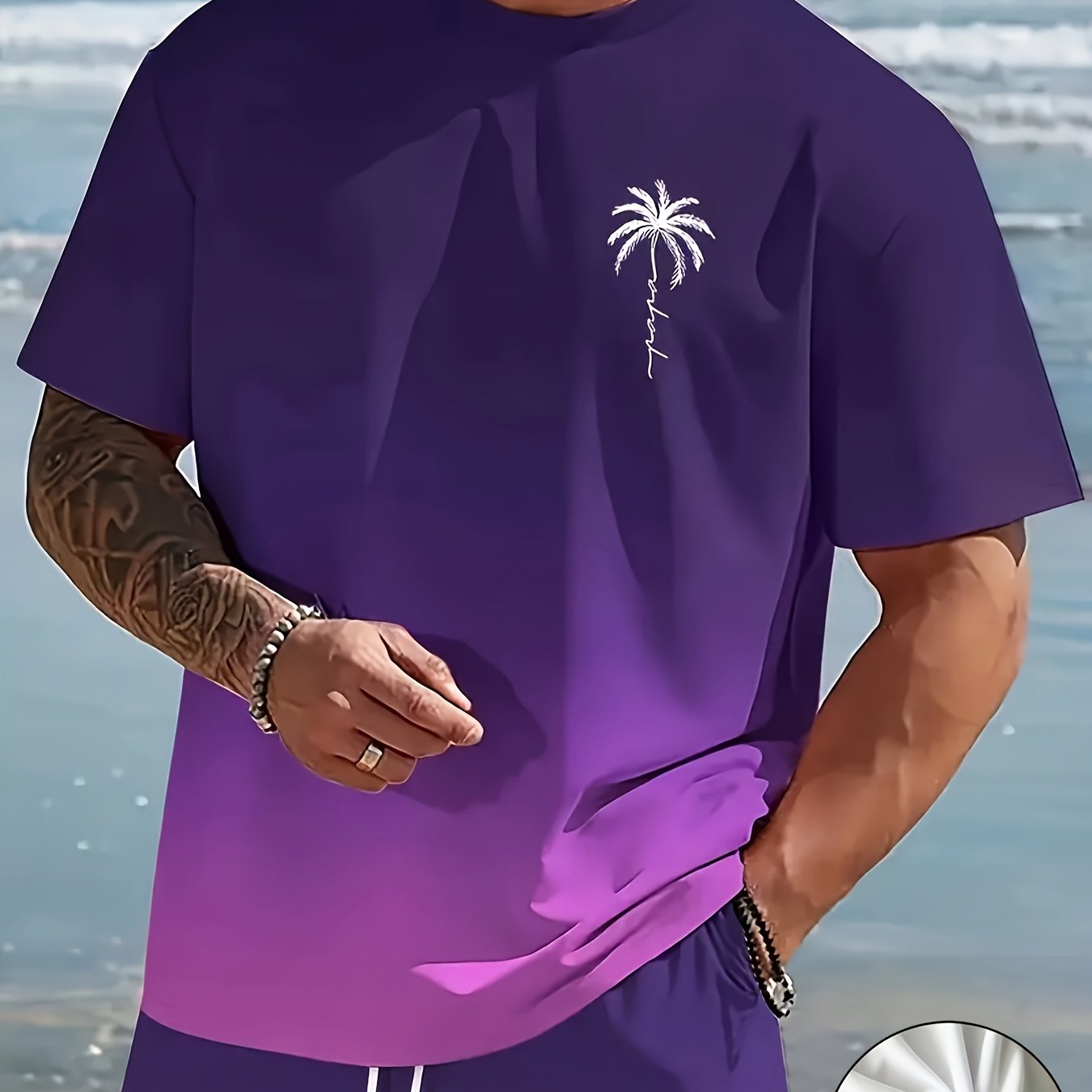 Men's fashion crewneck short-sleeved shorts two-piece set, 3D digital printing HD pattern, summer leisure and comfortable vacation sports Men's wear Cole Hampton