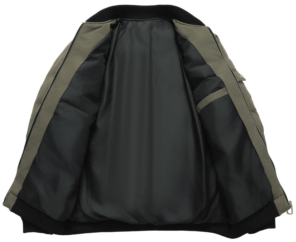 Puffer Bomber Jacket – Men's Insulated Padded Bomber – Ribbed Cuff Winter Cole Hampton