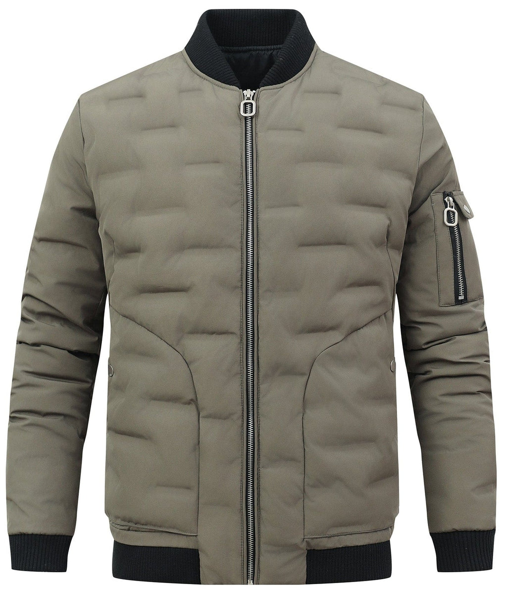 Puffer Bomber Jacket – Men's Insulated Padded Bomber – Ribbed Cuff Winter Cole Hampton