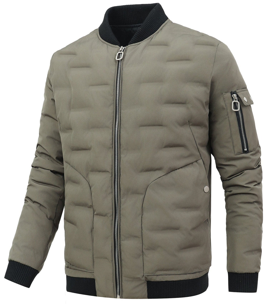 Puffer Bomber Jacket – Men's Insulated Padded Bomber – Ribbed Cuff Winter Cole Hampton