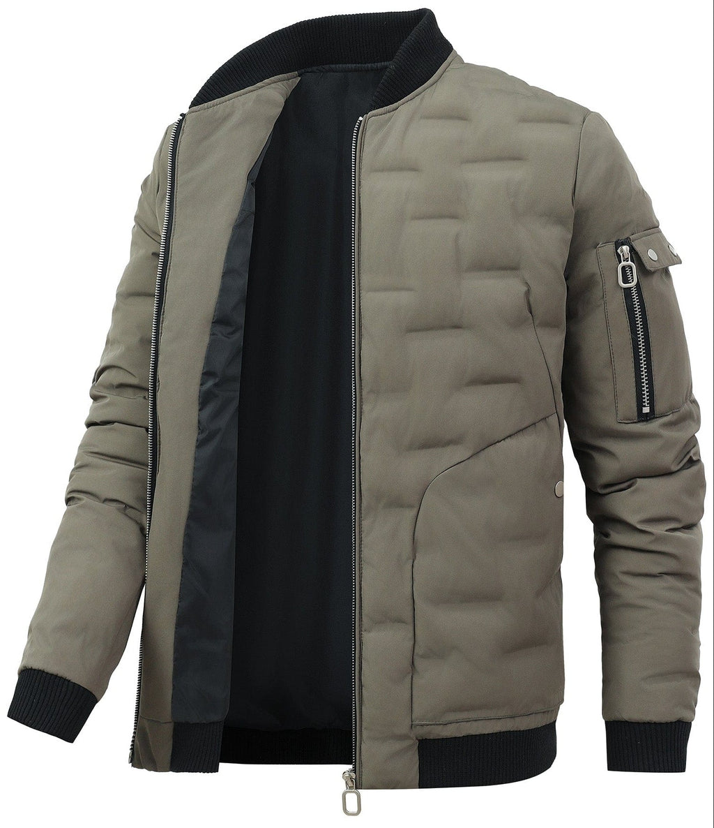 Puffer Bomber Jacket – Men's Insulated Padded Bomber – Ribbed Cuff Winter Cole Hampton