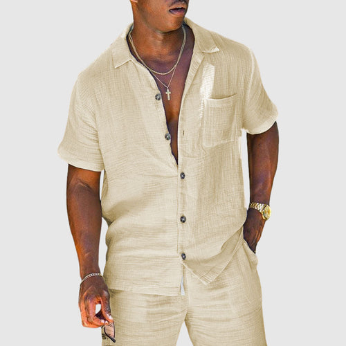 Alan - Men’s Two-Piece Textured Cotton Set Cole Hampton