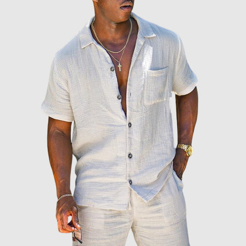Alan - Men’s Two-Piece Textured Cotton Set Cole Hampton