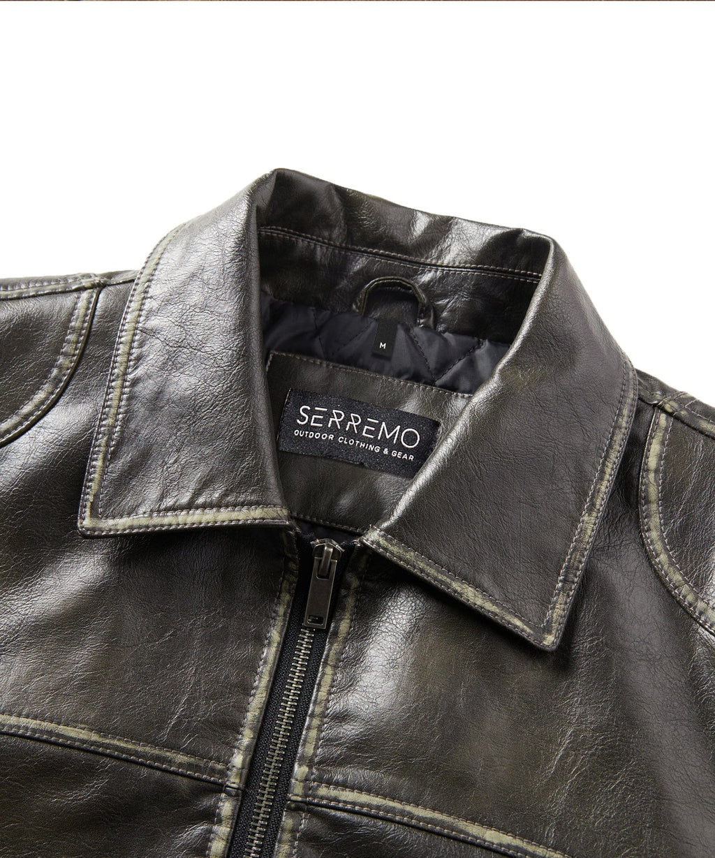 Rustic Edge Jacket – Men's Distressed Faux Leather Jacket – Vintage Moto Cole Hampton