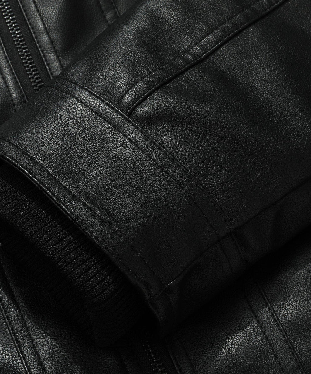 Jetstream Jacket – Men's Faux Leather Bomber – Removable Hood Cole Hampton