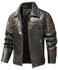 Rustic Edge Jacket – Men's Distressed Faux Leather Jacket – Vintage Moto Cole Hampton