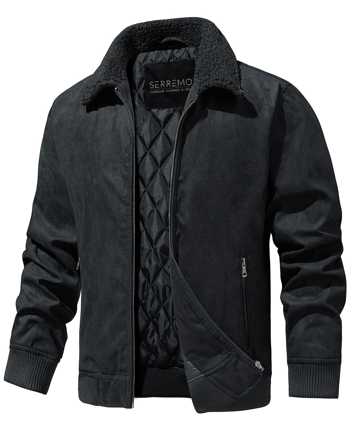 Blackthorn Jacket – Men's Sherpa Collar Bomber – Quilted Insulated Cole Hampton